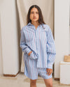 BASERANGE elastic waist striped shorts BAS-SHOLE-PO-SU25-TW MATRIX STRIPE